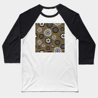 Modern Gears on Yellow and Black striped background Baseball T-Shirt